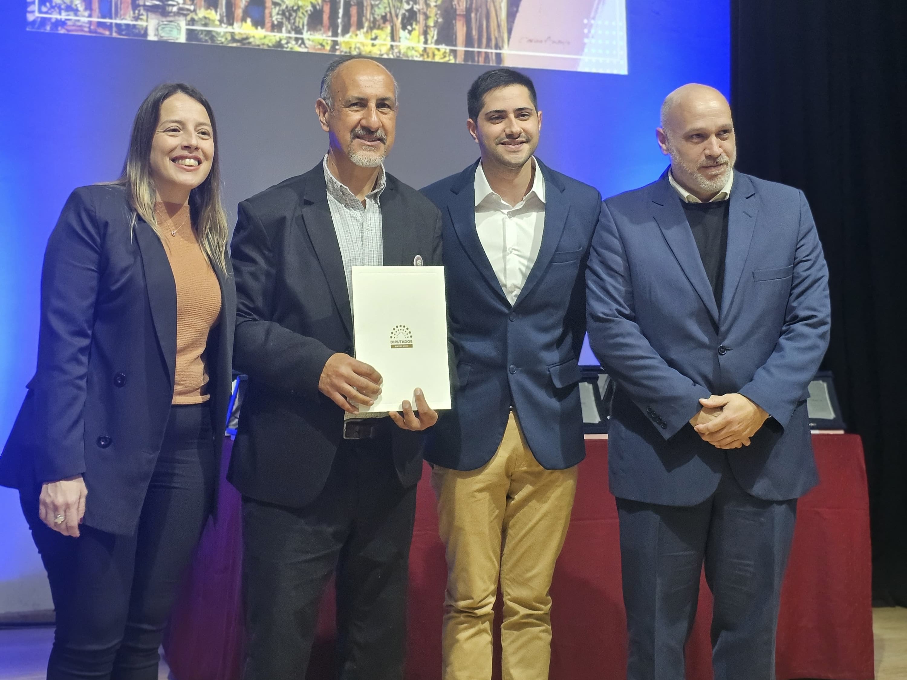 Diputados Streitenberger, Gallay y Seyler, junto al rector del Colegio.